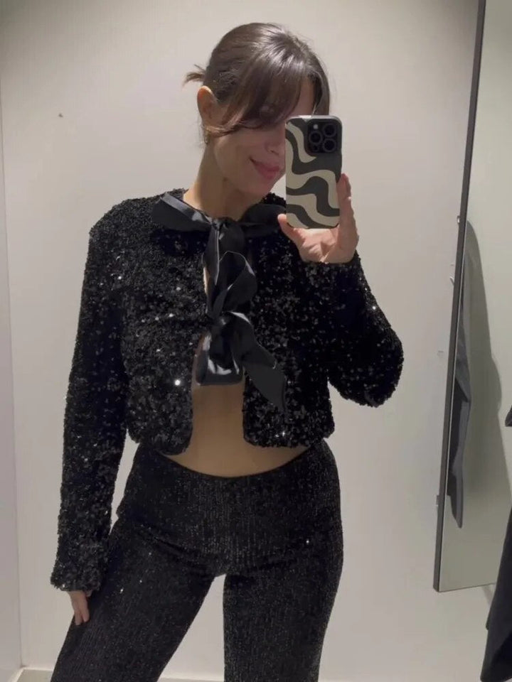 Veste Tweed Courte : Nœuds Chic & Élégance Raffinée