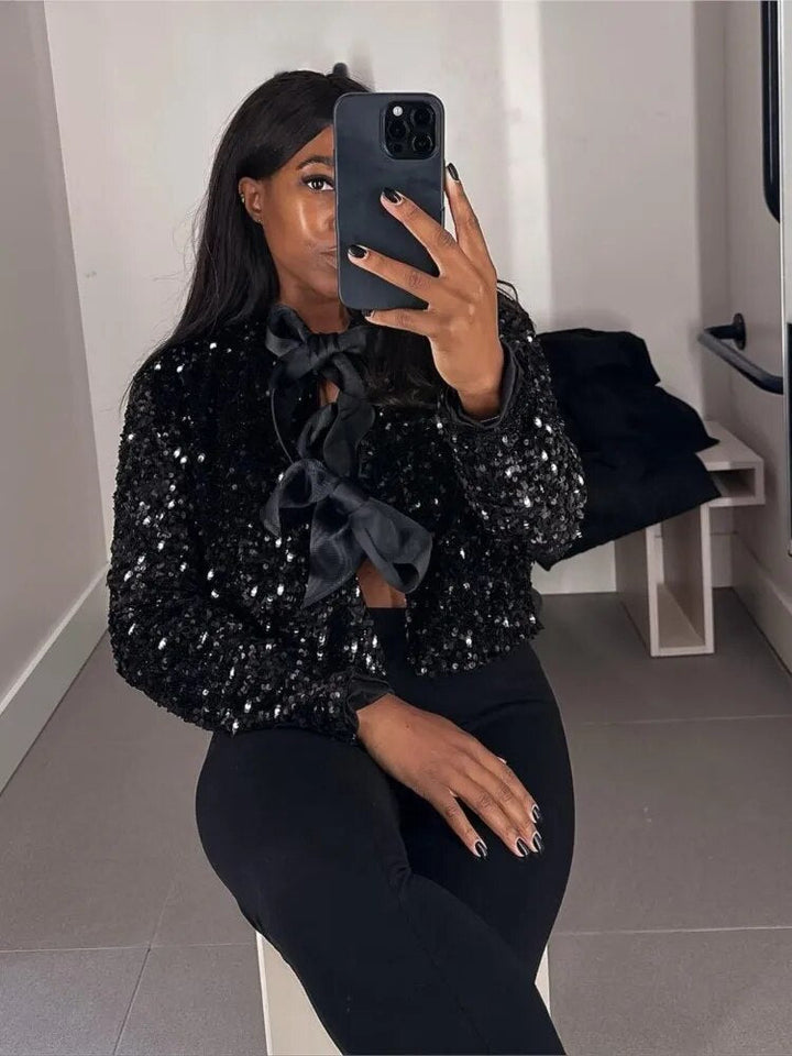 Veste Tweed Courte : Nœuds Chic & Élégance Raffinée