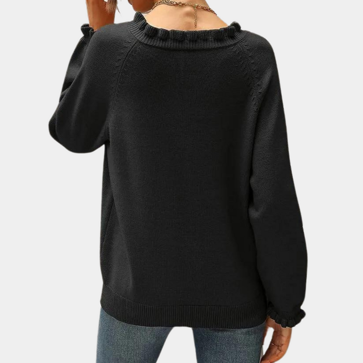 ANN Pull Femme Volants Moderne Élégant Confortable