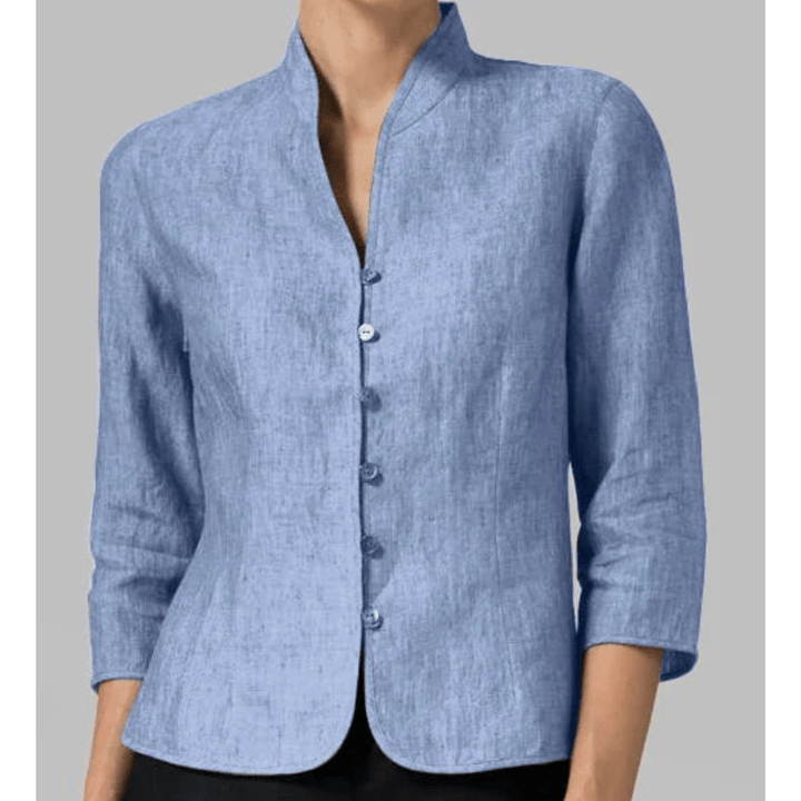 Gaetana | Haut Élégant Femme à Col Mandarin | Chic - Looksy