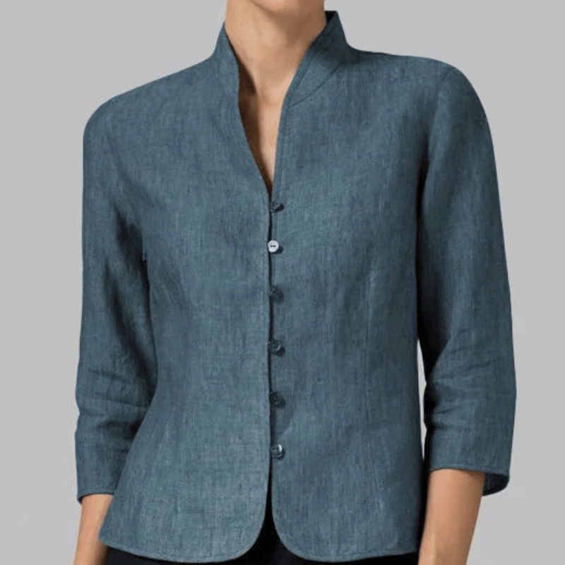 Gaetana | Haut Élégant Femme à Col Mandarin | Chic - Looksy