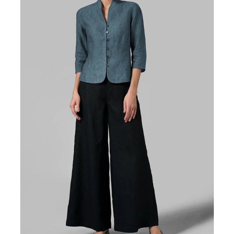 Gaetana | Haut Élégant Femme à Col Mandarin | Chic - Looksy