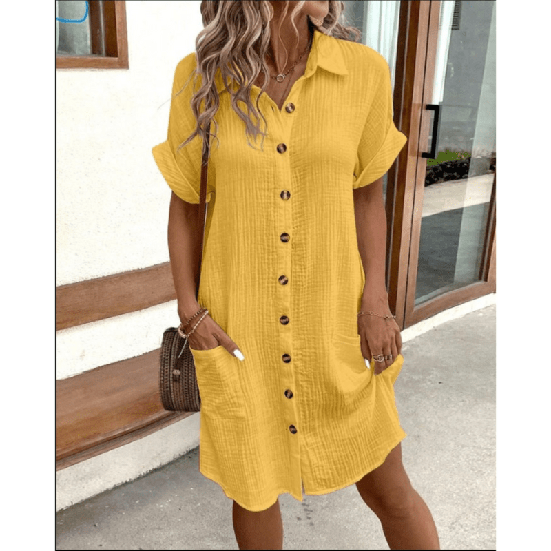 Gitana | Robe Chemise Décontractée à Boutons Pour Femme | Mini - Looksy