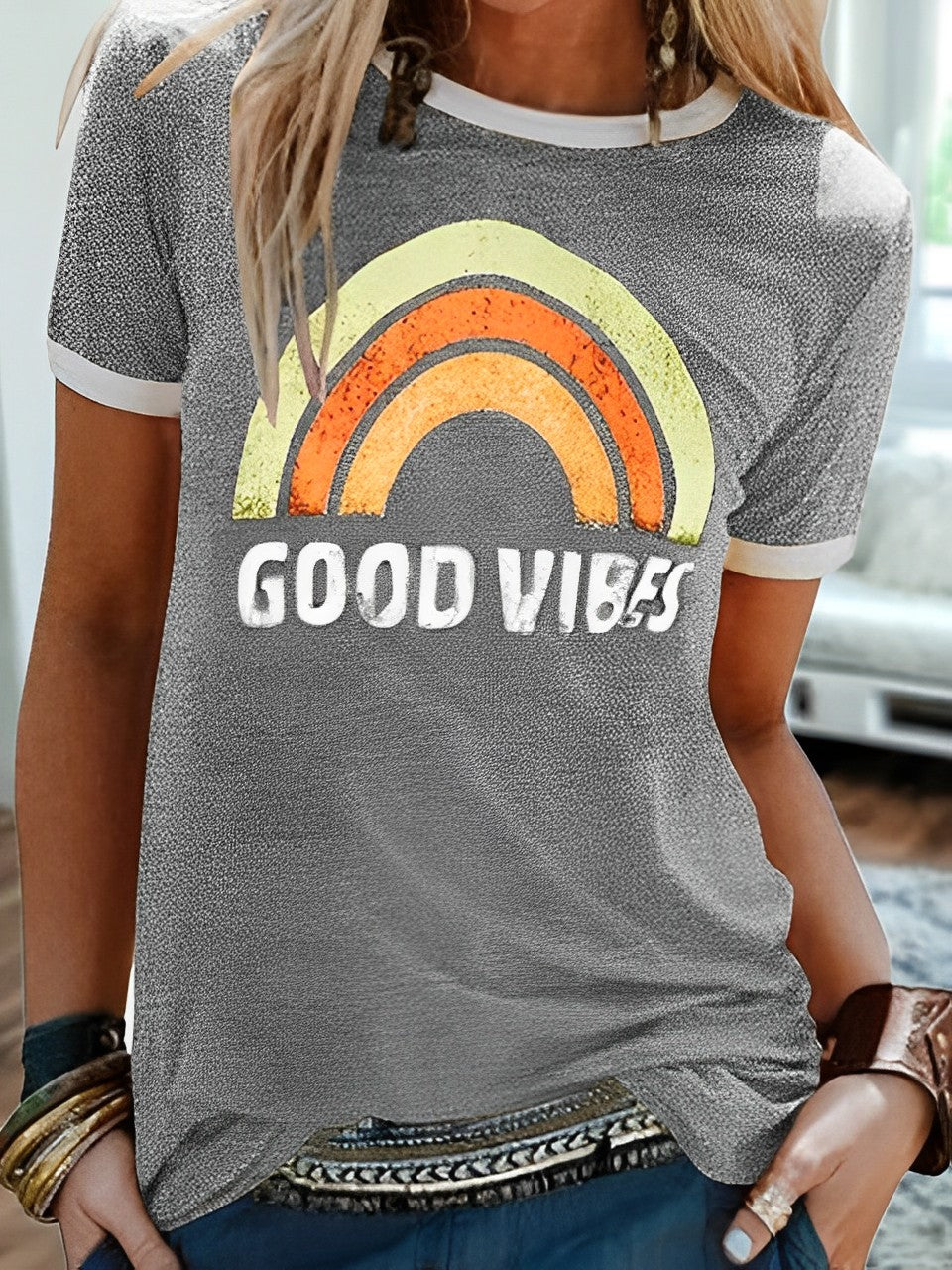 Noëlle – T-shirt femme Good Vibes | Confort et élégance intemporelle