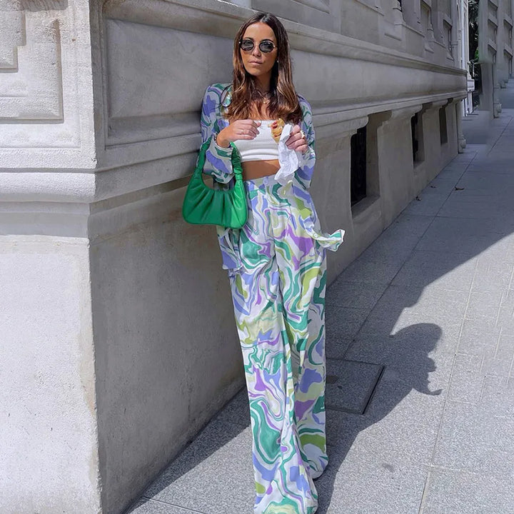 Ensemble Imprimé Palazzo & Chemise : Audace Tendance Rétro