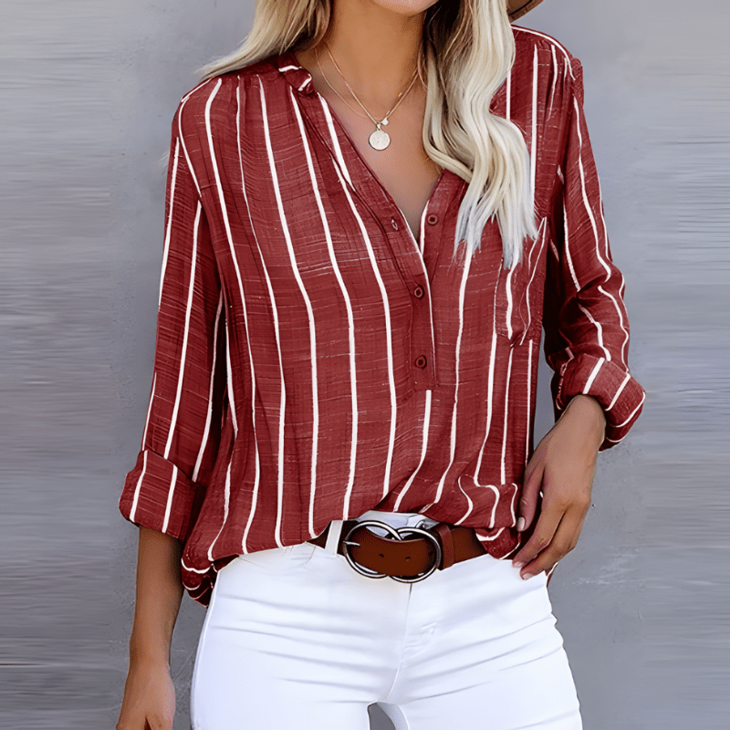 Haralda | Chemise Chic à Rayures Pour Femme | Manches Longues - Looksy