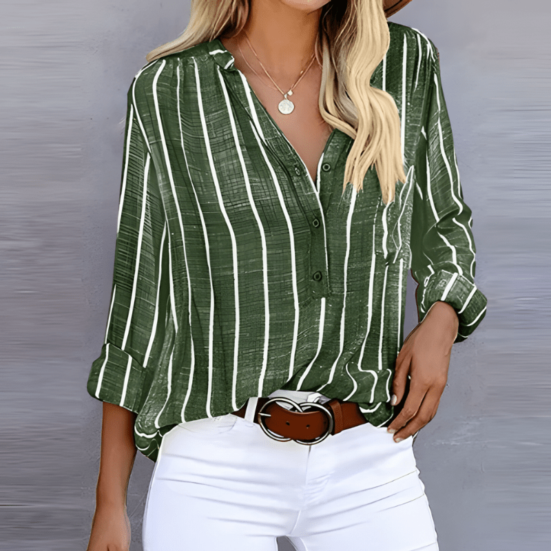Haralda | Chemise Chic à Rayures Pour Femme | Manches Longues - Looksy
