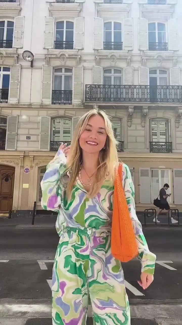 Ensemble Imprimé Palazzo & Chemise : Audace Tendance Rétro