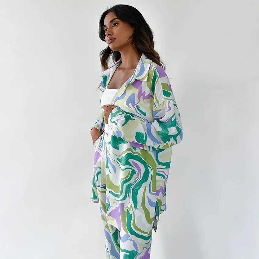 Ensemble Imprimé Palazzo & Chemise : Audace Tendance Rétro