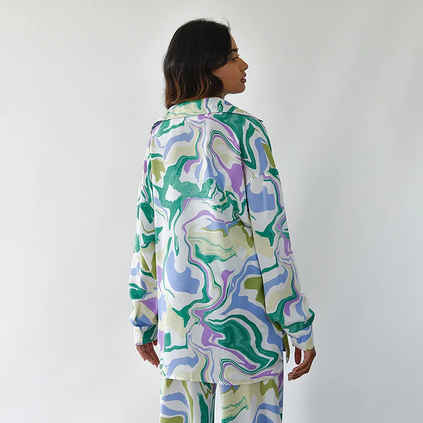 Ensemble Imprimé Palazzo & Chemise : Audace Tendance Rétro