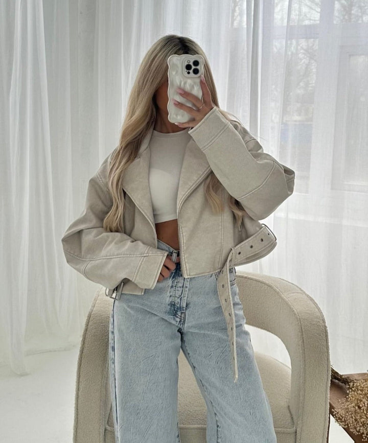 Blouson Court Oversize en Similicuir | Audace & Style Urbain