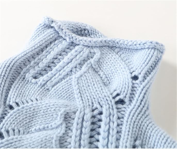 Pull Col Roulé Femme Bleu Ciel Maille Torsadée Chaud Hiver