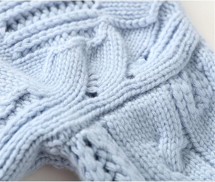 Pull Col Roulé Femme Bleu Ciel Maille Torsadée Chaud Hiver