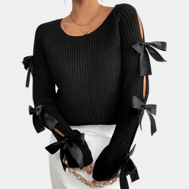 ANNA Pull Femme Élégant Confortable Noir Polyvalent