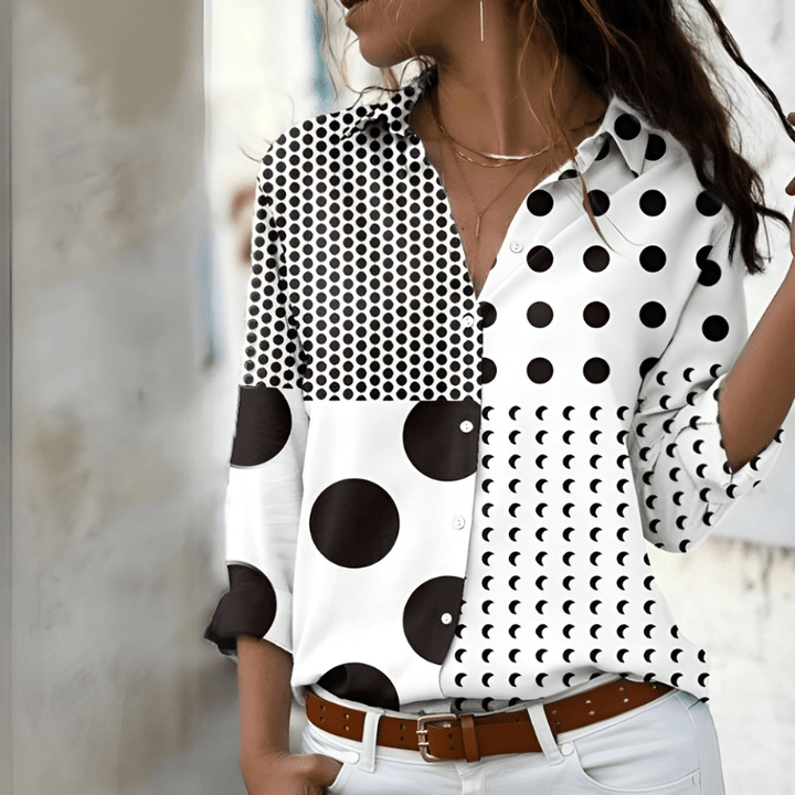 Idalia | Chemise Boutonnée Imprimée Élégante Pour Femme | Manches Longues - Looksy