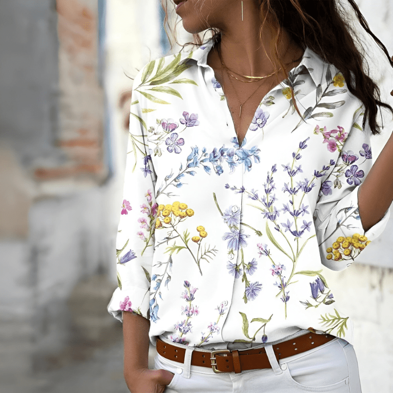 Idalia | Chemise Boutonnée Imprimée Élégante Pour Femme | Manches Longues - Looksy