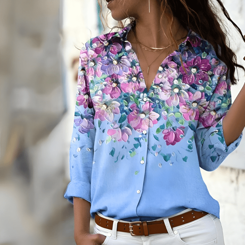 Idalia | Chemise Boutonnée Imprimée Élégante Pour Femme | Manches Longues - Looksy