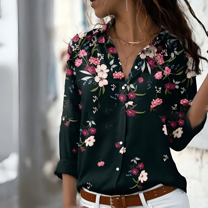 Idalia | Chemise Boutonnée Imprimée Élégante Pour Femme | Manches Longues - Looksy