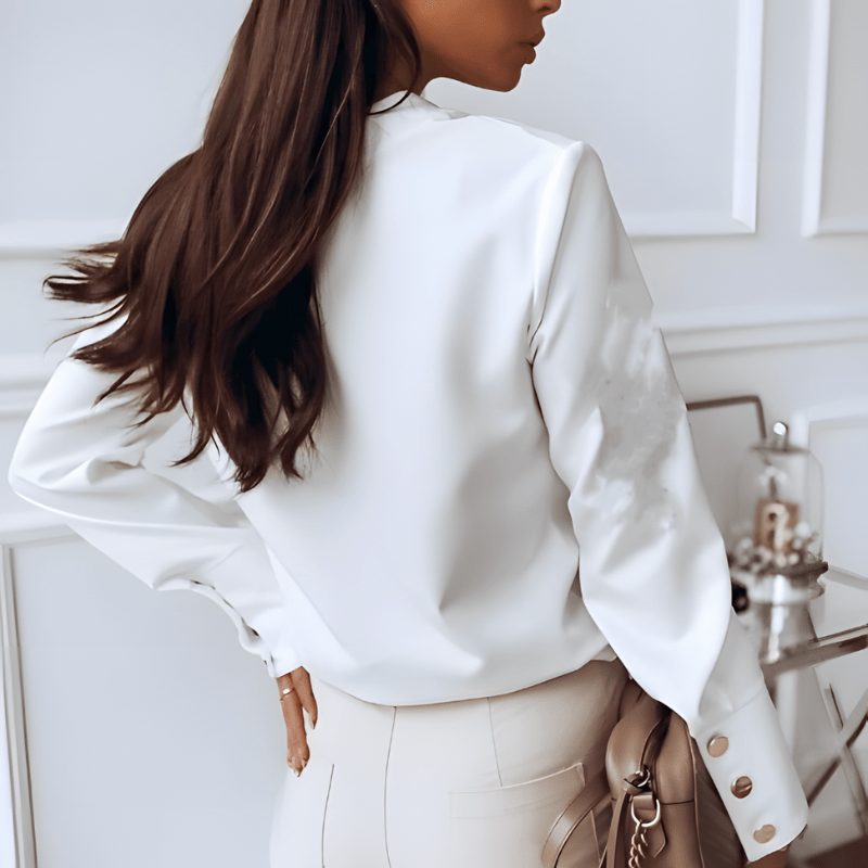 Ivana | Blouse Élégante À Détails Boutonnés Pour Femme | Manches Longues - Looksy