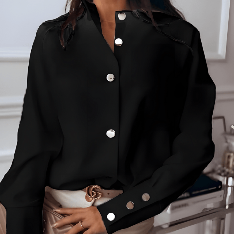 Ivana | Blouse Élégante À Détails Boutonnés Pour Femme | Manches Longues - Looksy