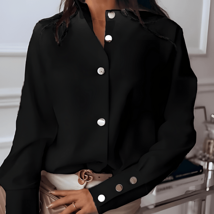 Ivana | Blouse Élégante À Détails Boutonnés Pour Femme | Manches Longues - Looksy
