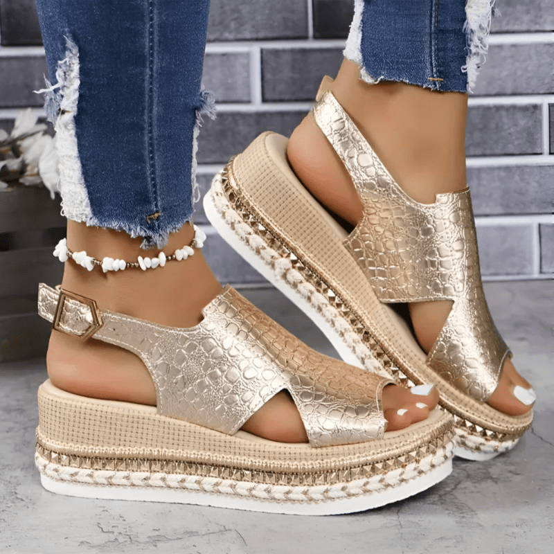 Ivelina | Sandales Métalliques Chic Pour Femme | À Bout Ouvert - Looksy