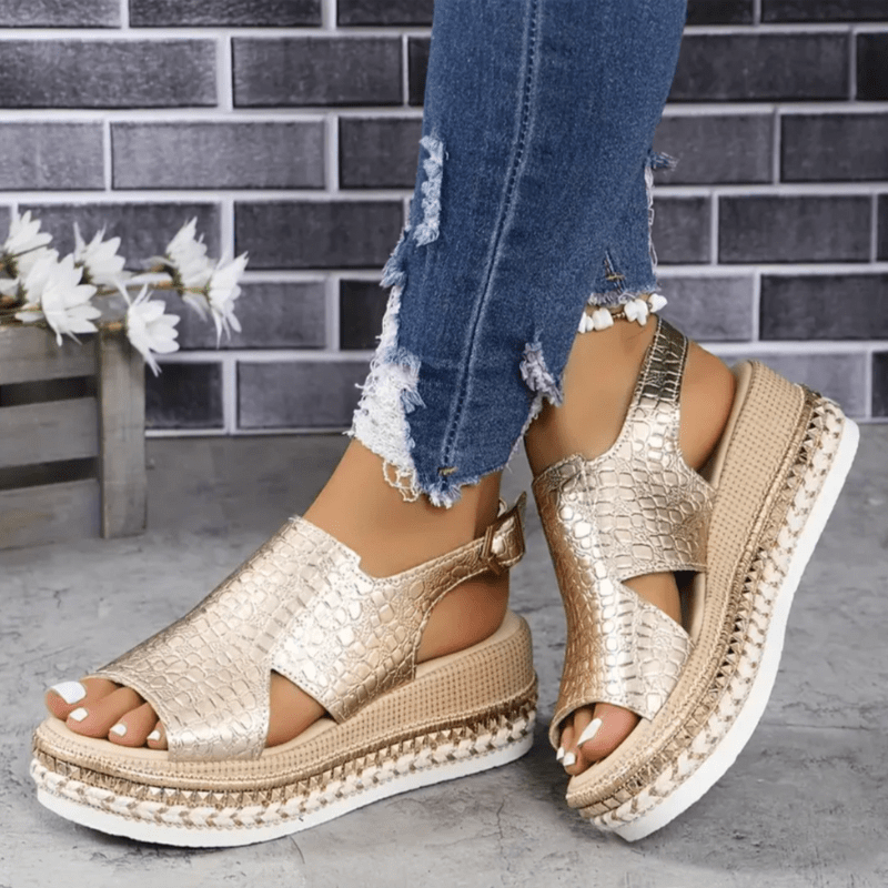 Ivelina | Sandales Métalliques Chic Pour Femme | À Bout Ouvert - Looksy