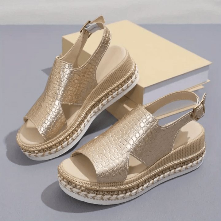 Ivelina | Sandales Métalliques Chic Pour Femme | À Bout Ouvert - Looksy