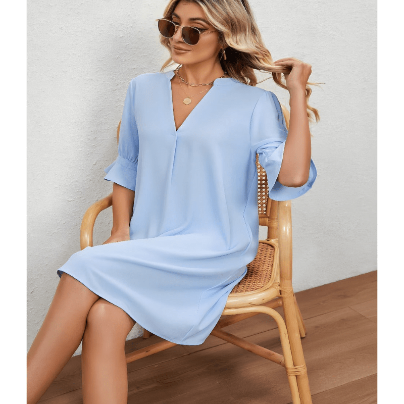 Izolda | Robe d'Été Fluide à Col V pour Femme | Mini - Looksy