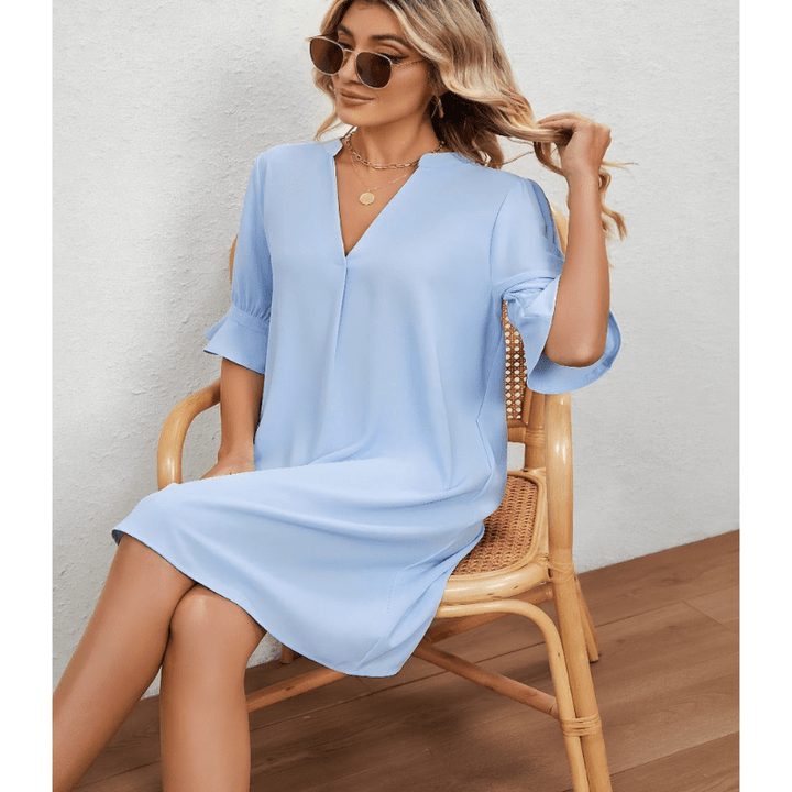 Izolda | Robe d'Été Fluide à Col V pour Femme | Mini - Looksy