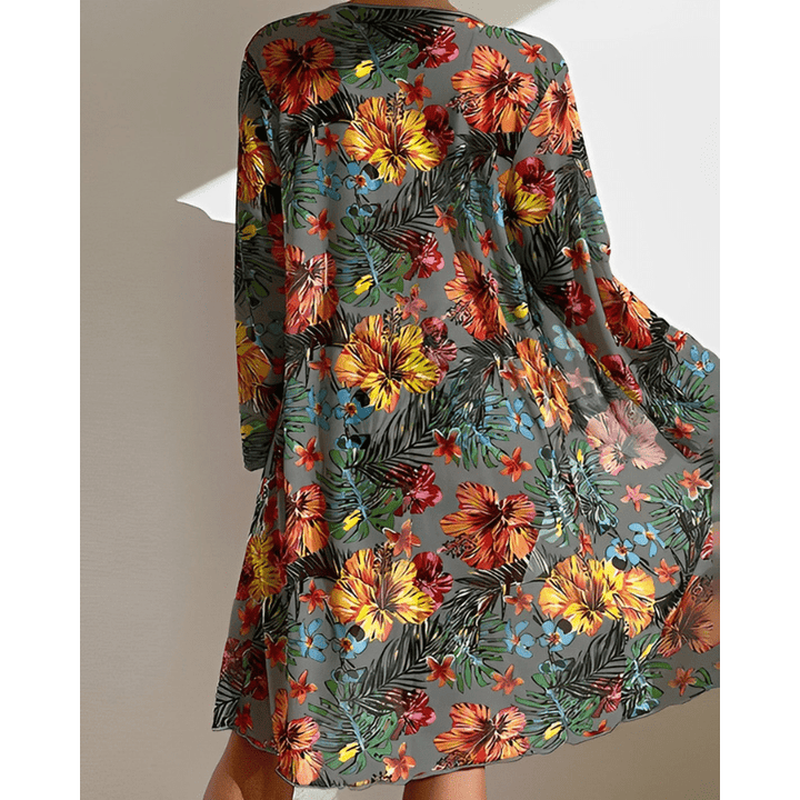 Janine | Kimono de Plage à Imprimé Tropical avec Ensemble Bikini pour Femme | Trois Pièces - Looksy