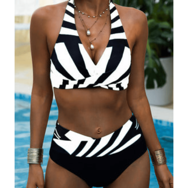 Jarmila | Ensemble Bikini Taille Haute à Motif Géométrique pour Femme | Deux Pièces - Looksy