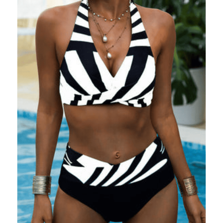 Jarmila | Ensemble Bikini Taille Haute à Motif Géométrique pour Femme | Deux Pièces - Looksy