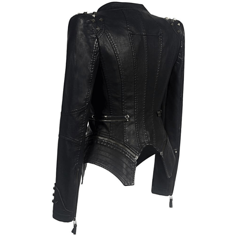 Katriona | Blouson Motard Femme Clouté Audacieux et Stylé | Fermeture Éclair - Looksy