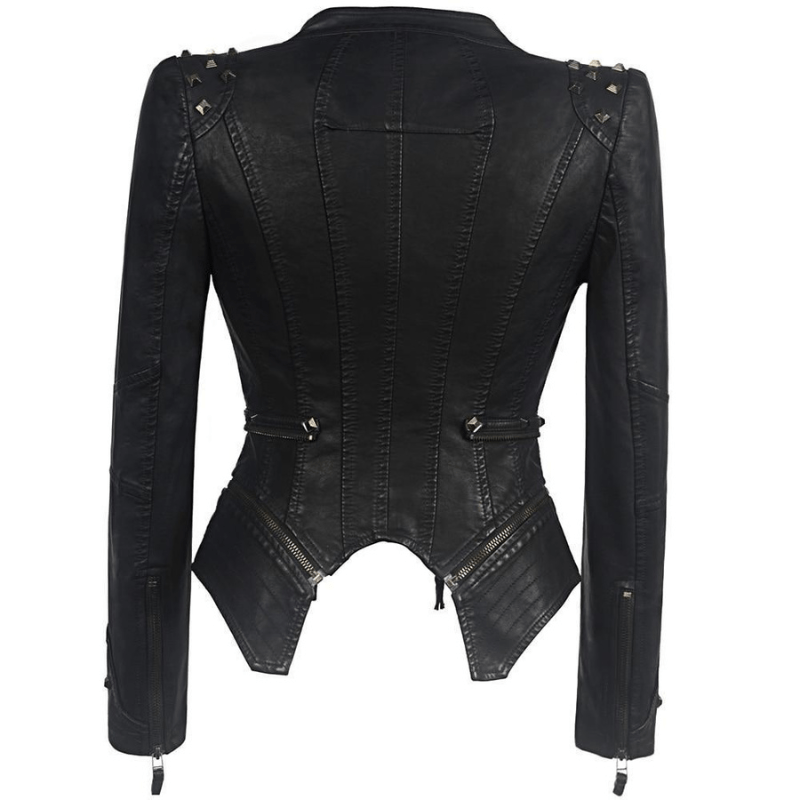 Katriona | Blouson Motard Femme Clouté Audacieux et Stylé | Fermeture Éclair - Looksy