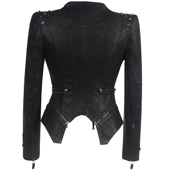 Katriona | Blouson Motard Femme Clouté Audacieux et Stylé | Fermeture Éclair - Looksy