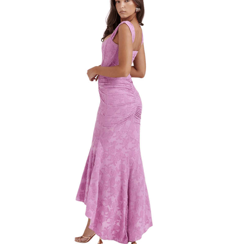 Kavita | Robe à épaules dénudées froncées style printemps | Maxi - Looksy