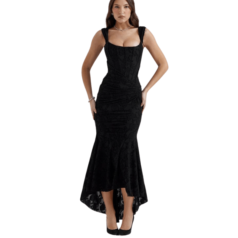 Kavita | Robe à épaules dénudées froncées style printemps | Maxi - Looksy