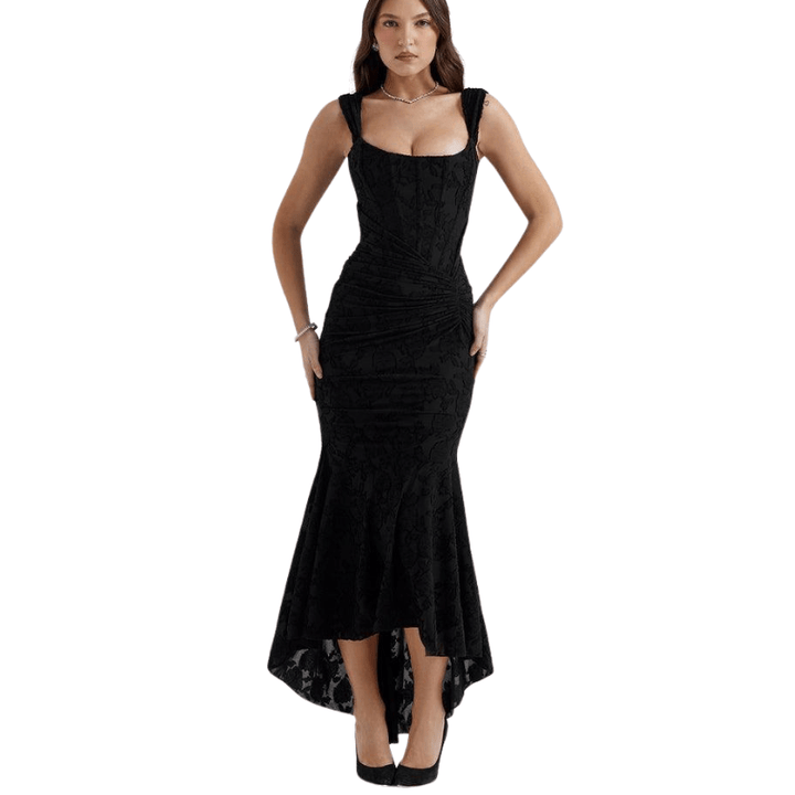 Kavita | Robe à épaules dénudées froncées style printemps | Maxi - Looksy