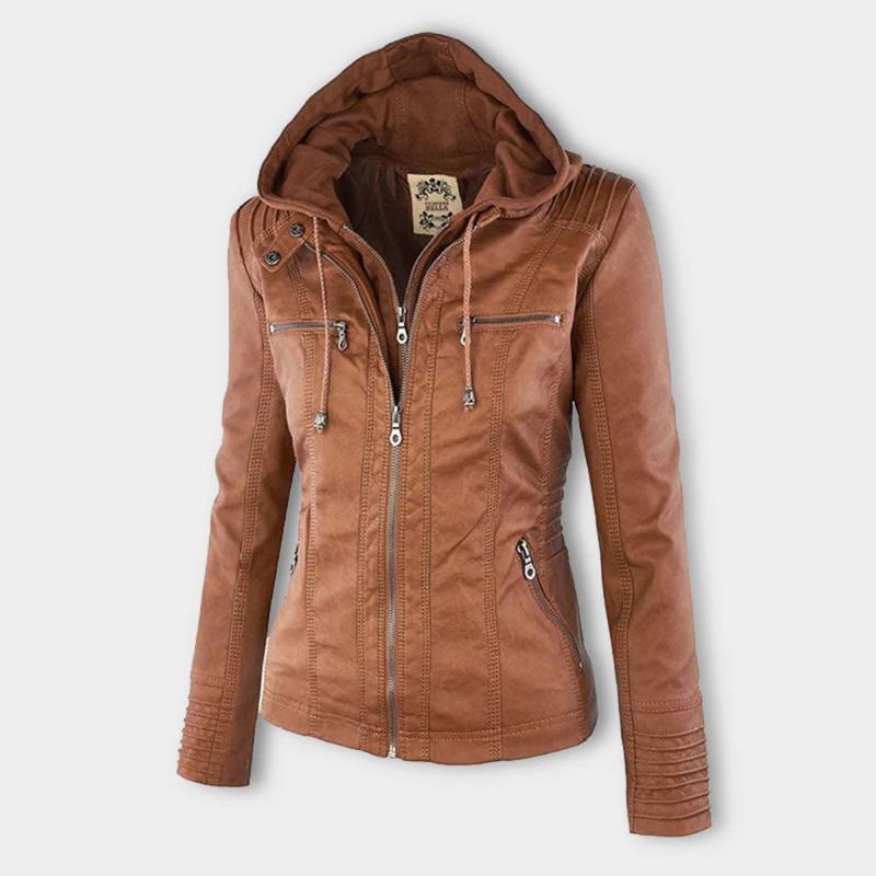 Veste de moto élégante pour femme en cuir