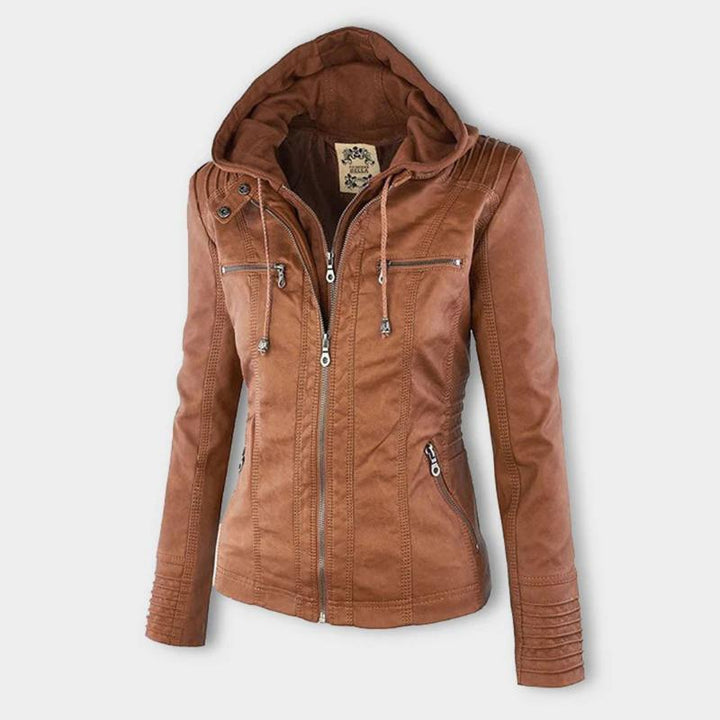 Veste de moto élégante pour femme en cuir