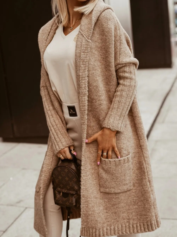 Odette long gilet à capuche femme doux et chaud