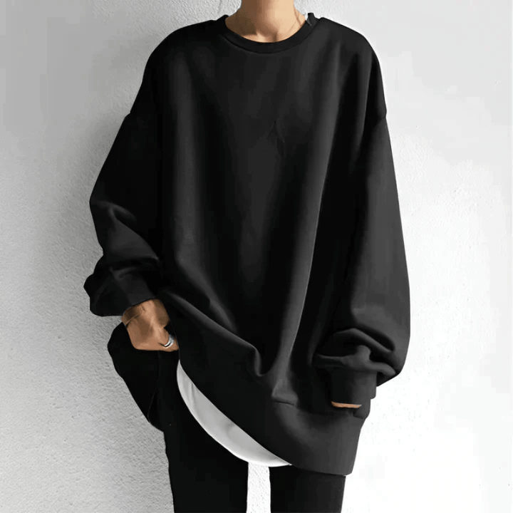 Kristel | Sweat-shirt Femme à Col Rond Style Printanier Confortable | Ample - Looksy