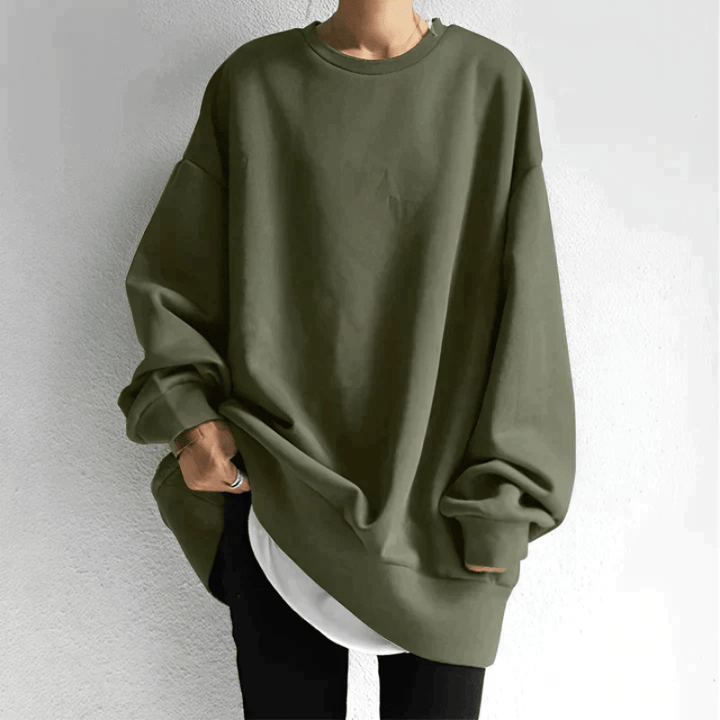 Kristel | Sweat-shirt Femme à Col Rond Style Printanier Confortable | Ample - Looksy