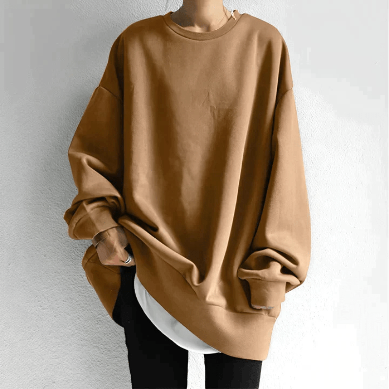 Kristel | Sweat-shirt Femme à Col Rond Style Printanier Confortable | Ample - Looksy