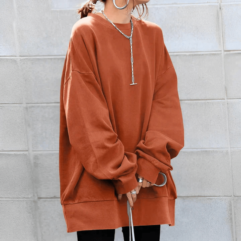 Kristel | Sweat-shirt Femme à Col Rond Style Printanier Confortable | Ample - Looksy