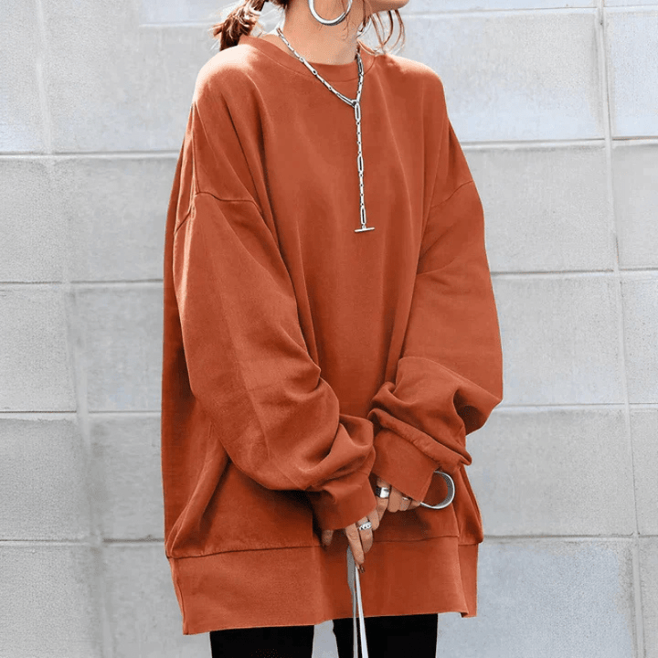 Kristel | Sweat-shirt Femme à Col Rond Style Printanier Confortable | Ample - Looksy