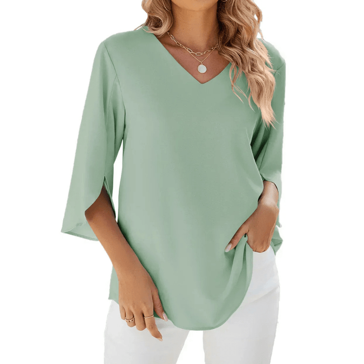 Laelia | Blouse Femme Élégante à Col V Style Printanier | Chic - Looksy