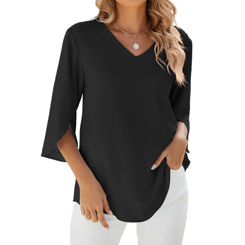 Laelia | Blouse Femme Élégante à Col V Style Printanier | Chic - Looksy