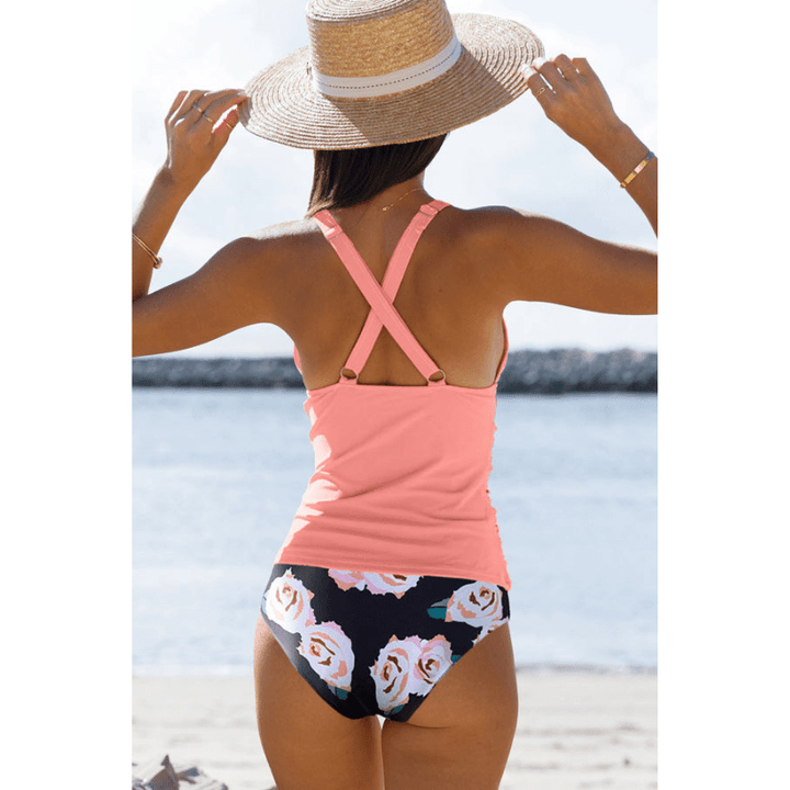 Lilibeth | Tankini Femme Prêt Pour l'Été à Fronces & Bas Fleuri | Deux Pièces - Looksy